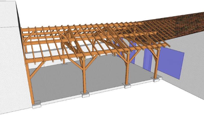 Préau et restauration d'une charpente en Deux-Sèvres (79)